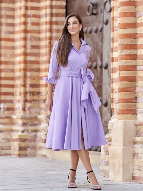 Vestido camisero Lola Lunares en fucsia