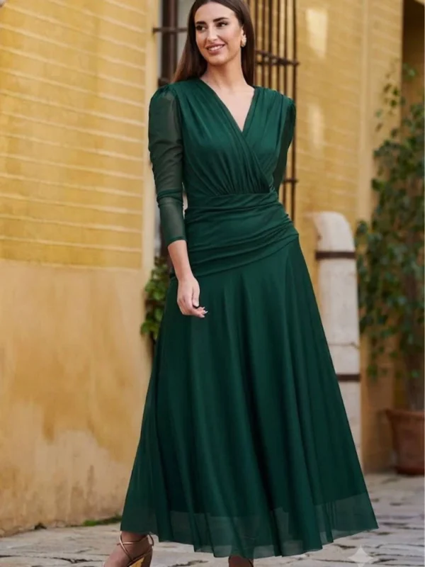 Vestido midi tul liso Lola Lunares verde